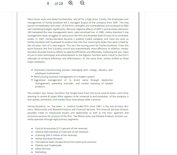 Use the case Harley Davidson by Bhaskar Mitra to