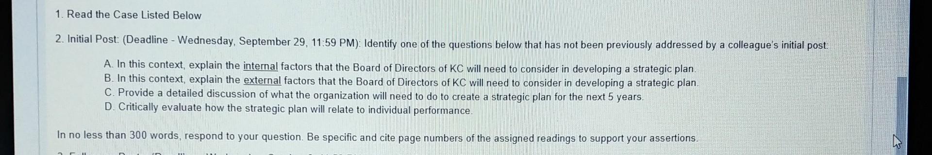 1. Read the Case Listed Below 2. Initial Post: