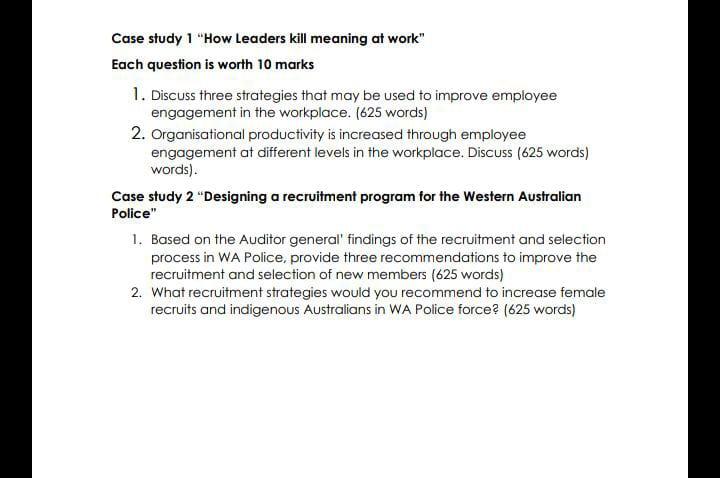 Case study 1 "How Leaders kill meaning at work"