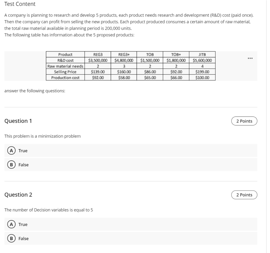 Test Content A company is planning to research