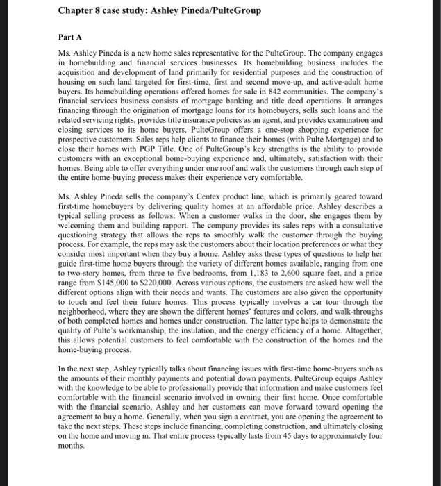 Chapter 8 case study: Ashley Pineda/PulteGroup