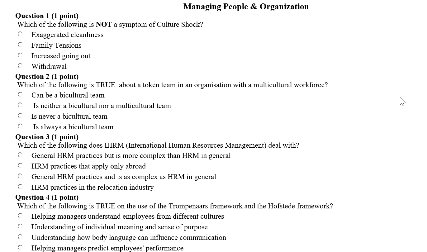 has Managing People & Organization Question 1 (1