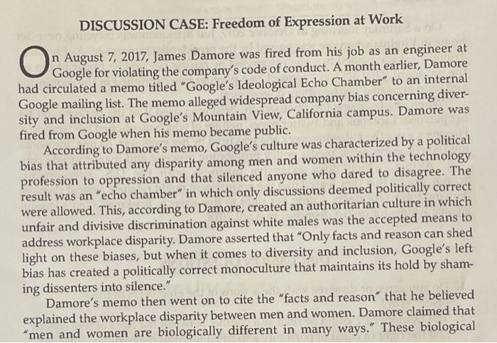 answer all questions DISCUSSION CASE: Freedom of