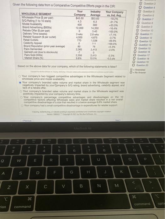 Given the following data from a Comparative