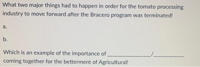 What two major things had to happen in order for