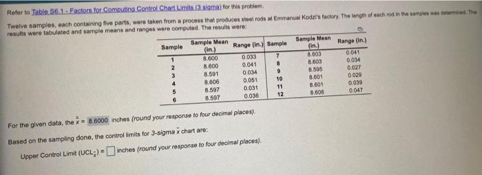 Refer to Table 56.1. Factors for Computing