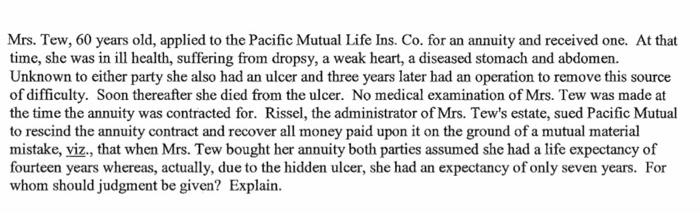 contracts Mrs. Tew, 60 years old, applied to the