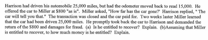 contracts Harrison had driven his automobile