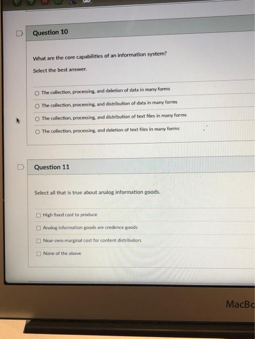 D Question 10 What are the core capabilities of