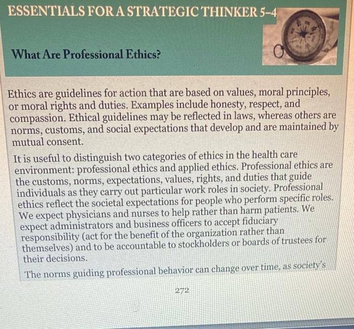 What are Professional Ethics? Read Page 186. Why