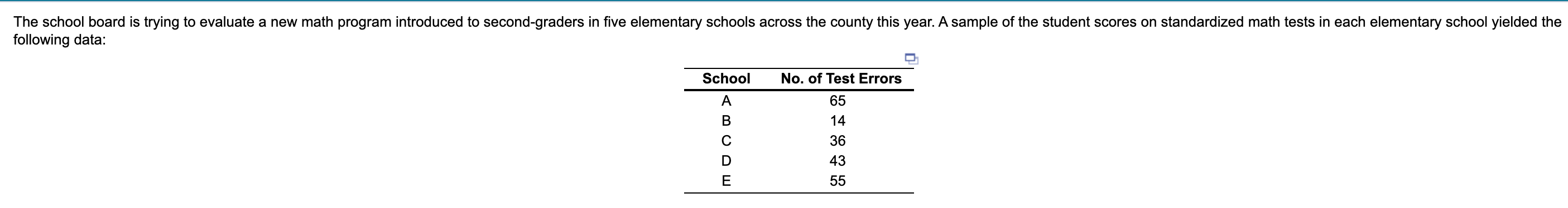 The school board is trying to evaluate a new math