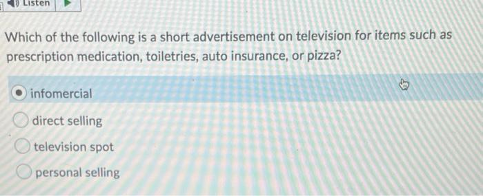 Listen Which of the following is a short
