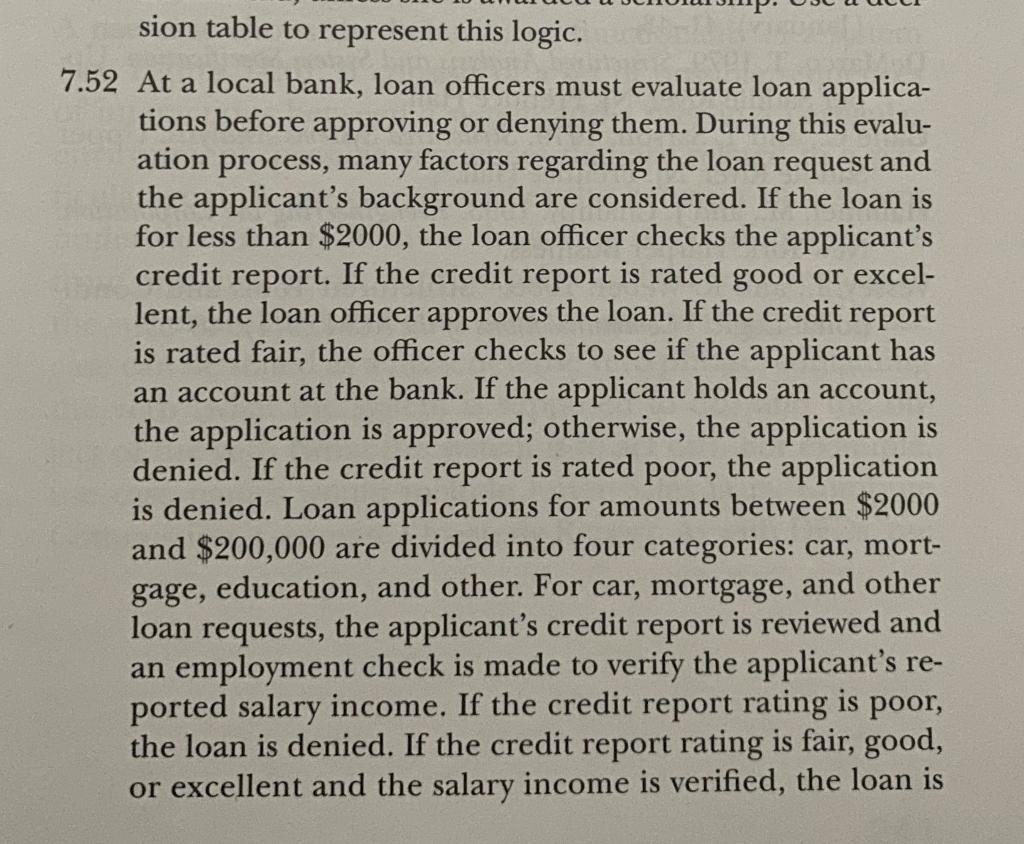 Create a : Decision Table (complicated process