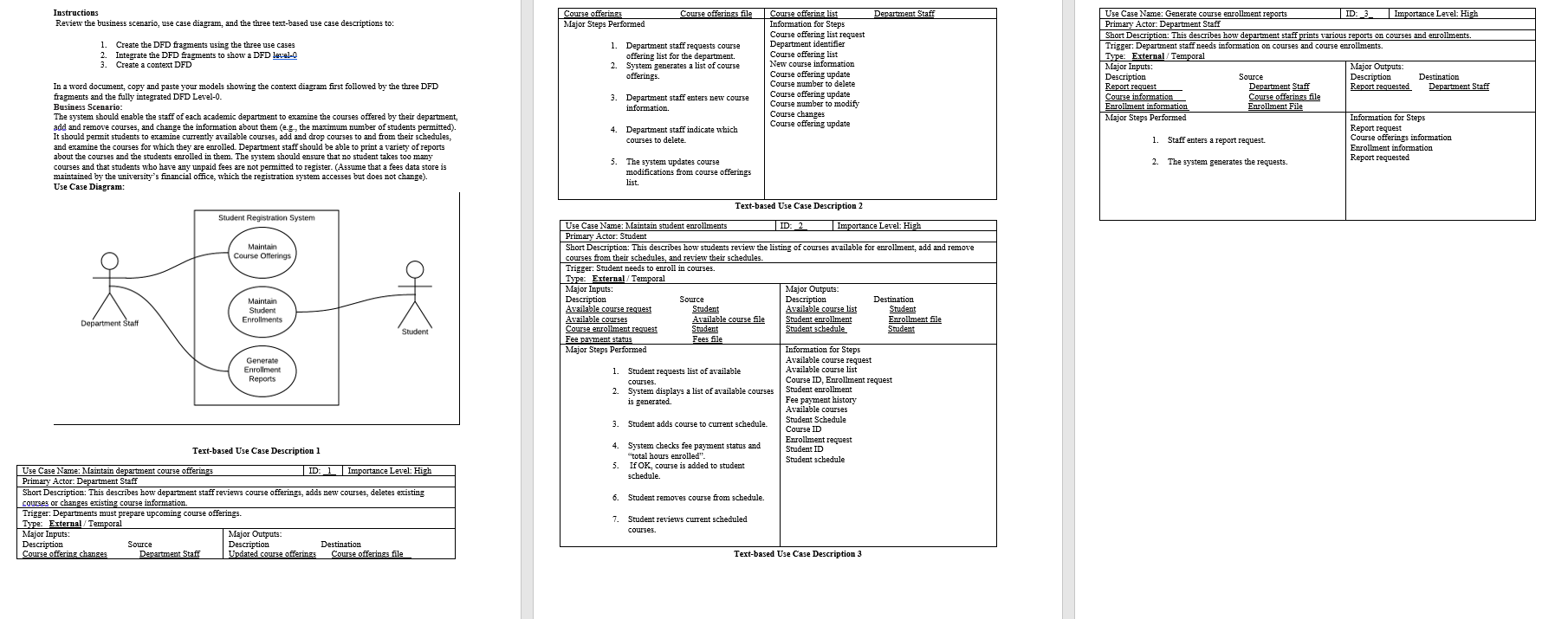 Course offerings file Department Staff