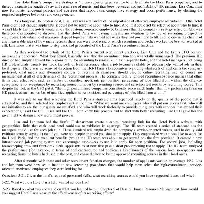 solve please The Hotel Paris's competitive