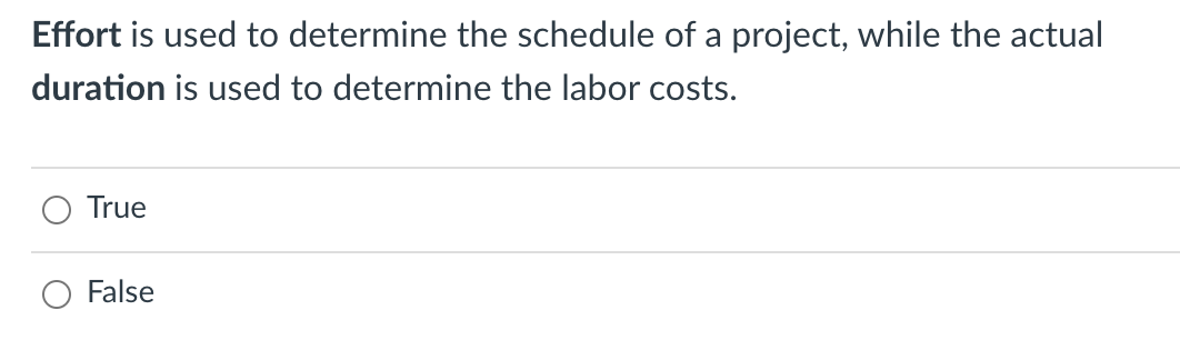 Effort is used to determine the schedule of a