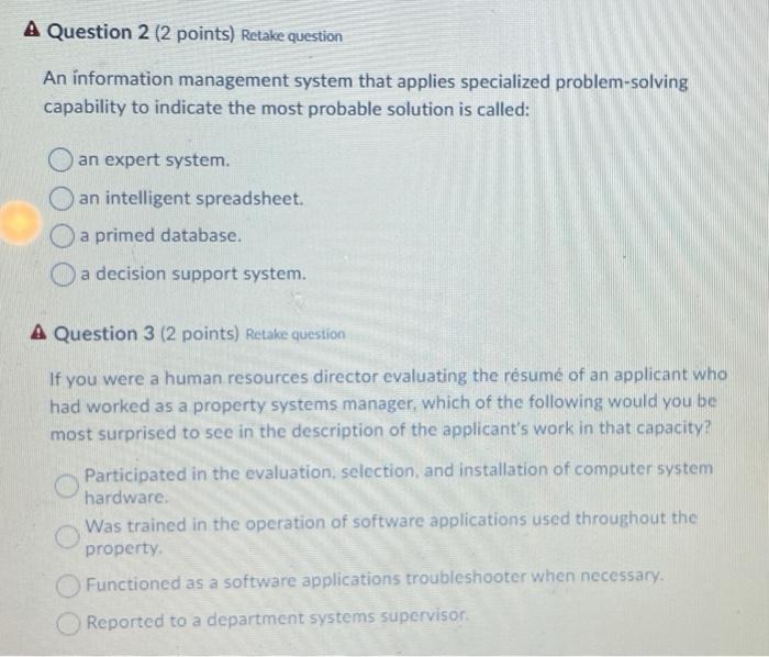 Q2/3/7 please A Question 2 (2 points) Retake