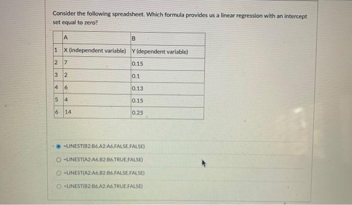 Consider the following spreadsheet. Which formula