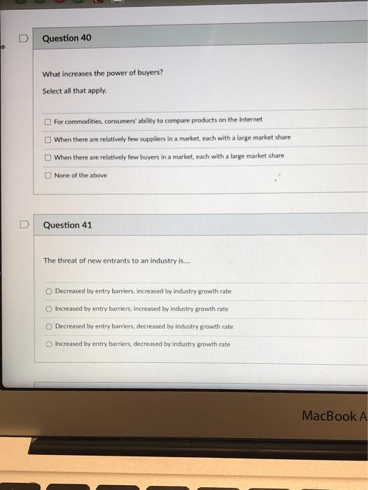 Question 38 Select all that is true about