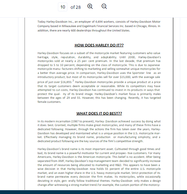 Use the case Harley Davidson by Bhaskar Mitra to