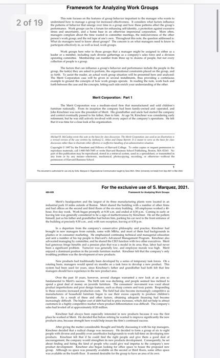Framework for Analyzing Work Groups The start the