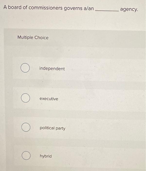 A board of commissioners governs alan agency.