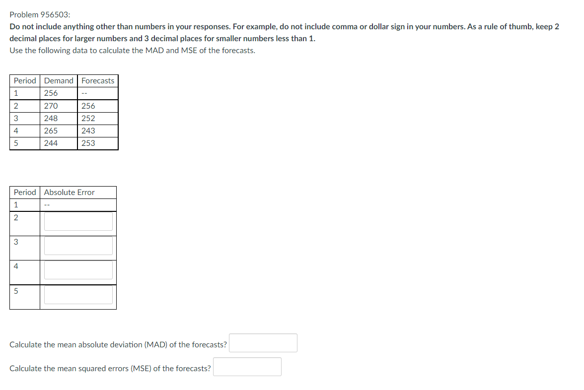 Problem 956503: Do not include anything other