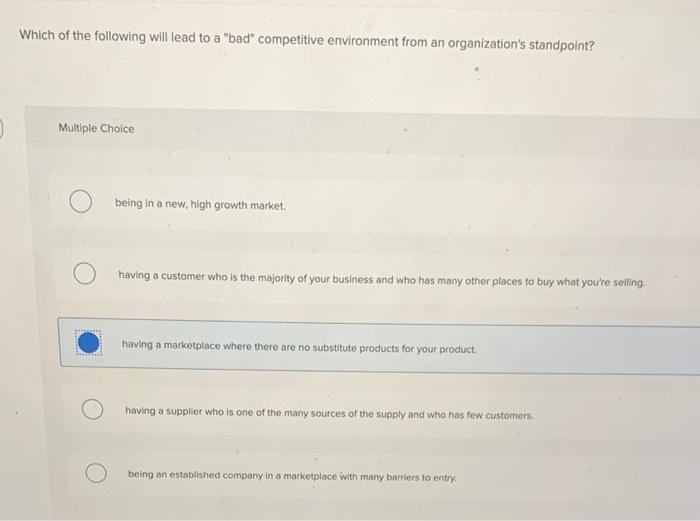 Which of the following will lead to a "bad"