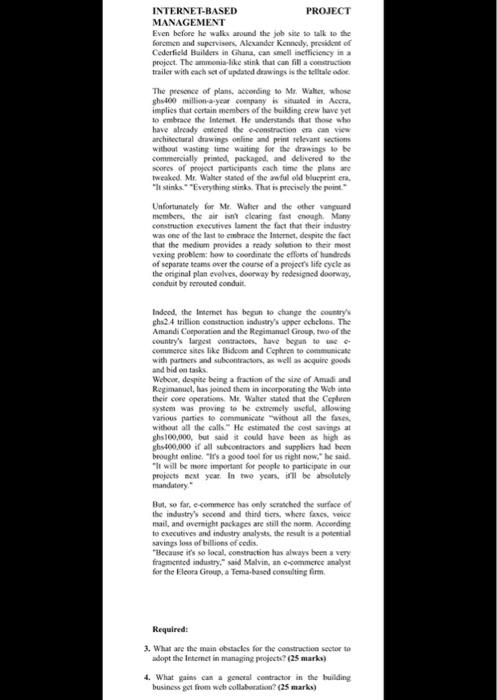 INTERNET-BASED PROJECT MANAGEMENT Even before he