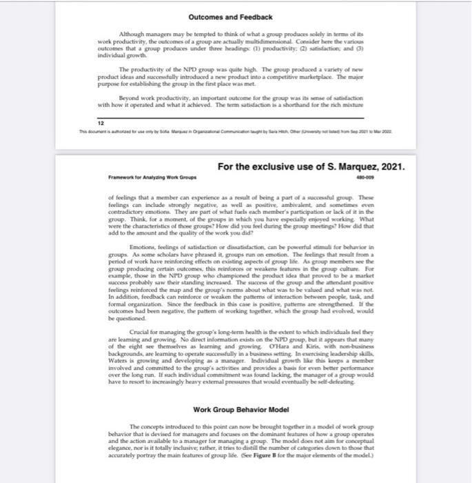 Framework for Analyzing Work Groups The start the