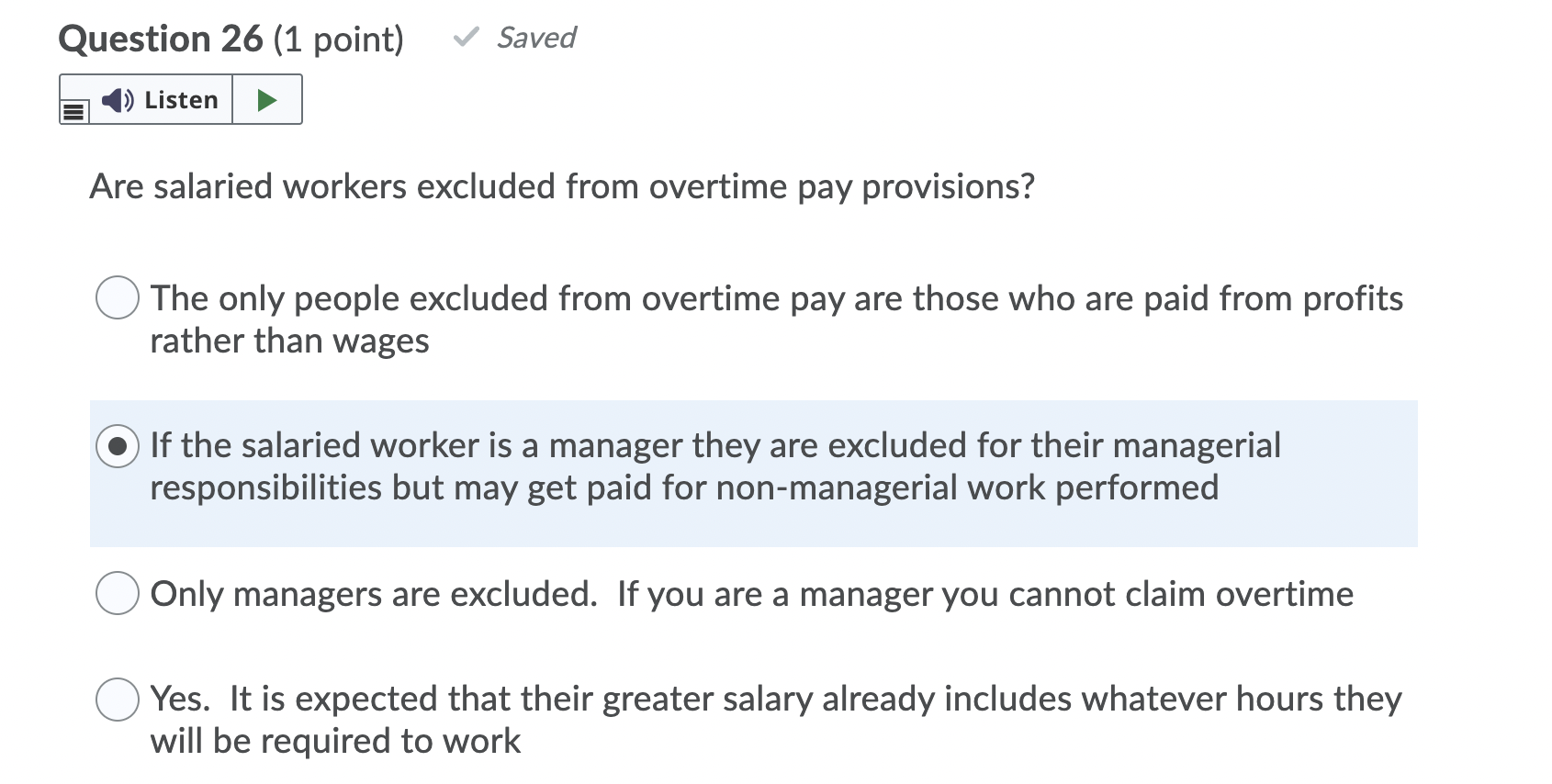 Question 28 (1 point) 1) Listen What is the main