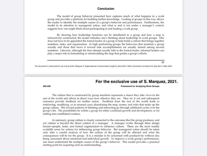 Framework for Analyzing Work Groups The start the