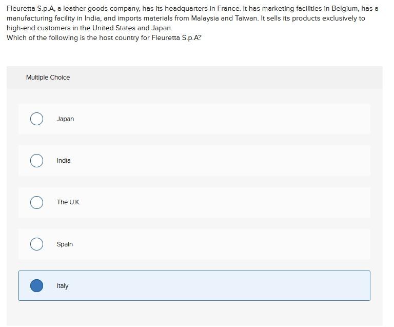 Fleuretta S.p.A, a leather goods company, has its