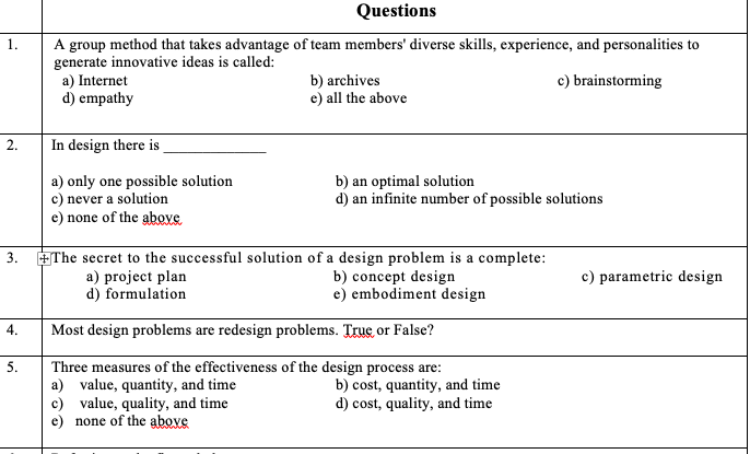 1. Questions A group method that takes advantage