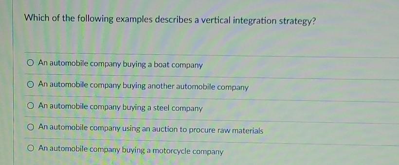 Which of the following examples describes a