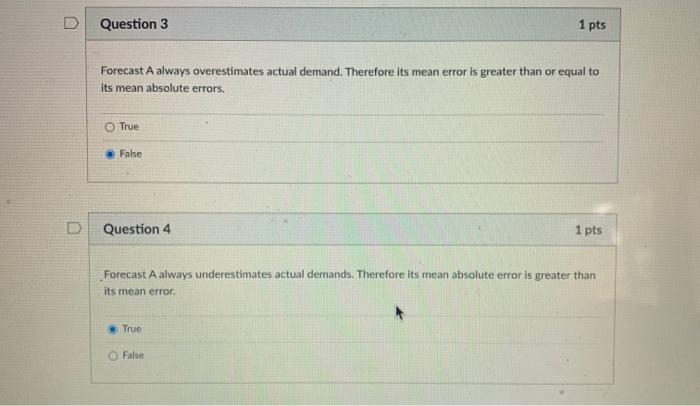 op D Question 3 1 pts Forecast A always