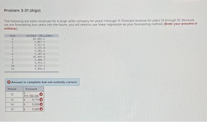Problem 3-31 (Algo) The following are sales