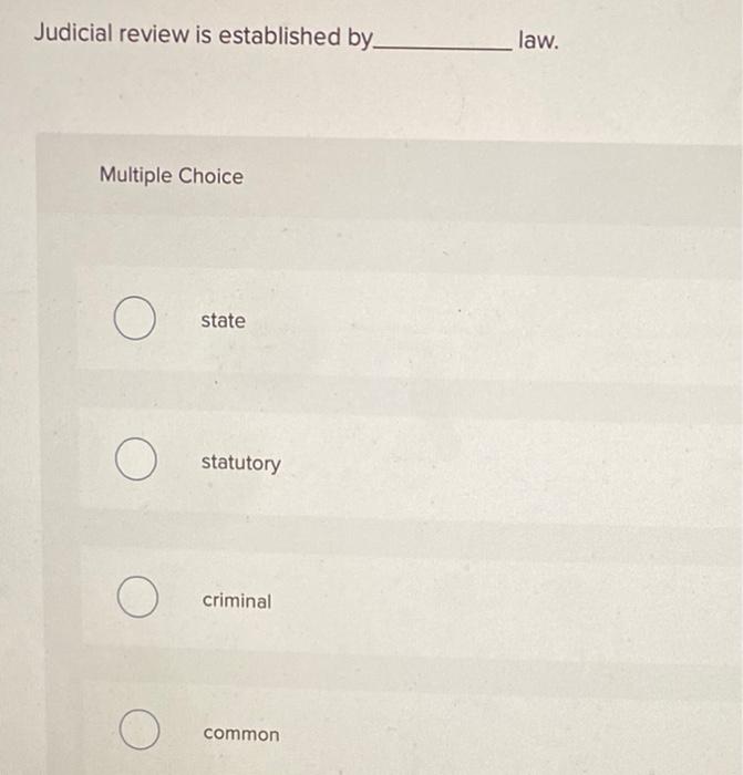 Judicial review is established by law. Multiple
