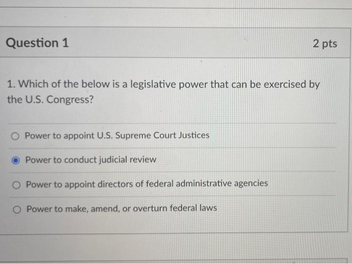 Question 1 2 pts 1. Which of the below is a