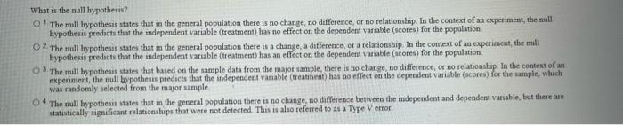 What is the null hypothes? 1 The null hypothesis