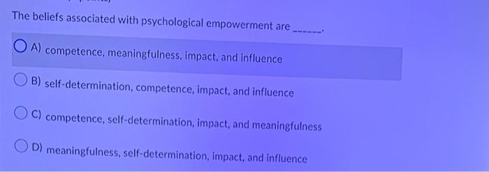 The beliefs associated with psychological