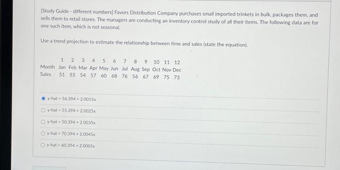 Study Guide - different numbers) Favors
