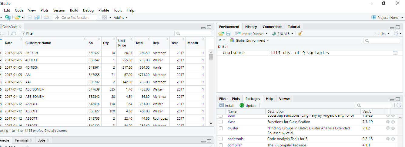 In R: For a company of your choice, create a