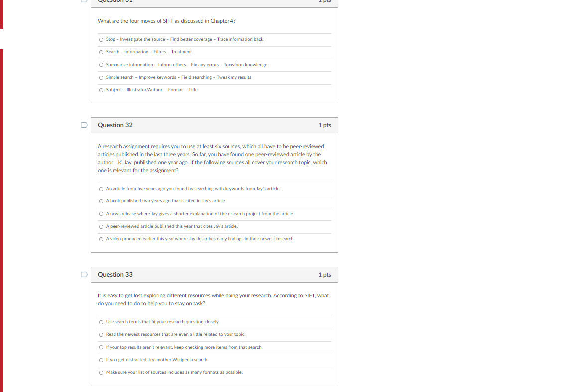 What are the four moves of SIFT as discussed in