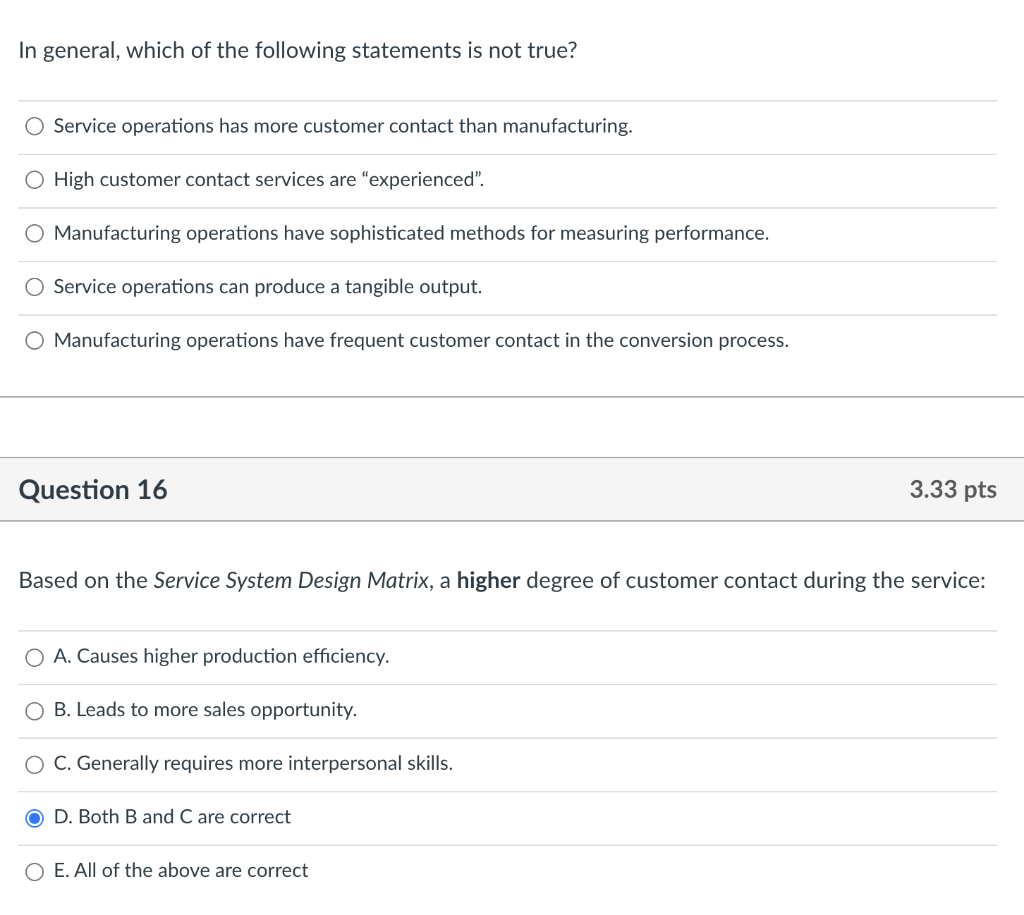 In general, which of the following statements is