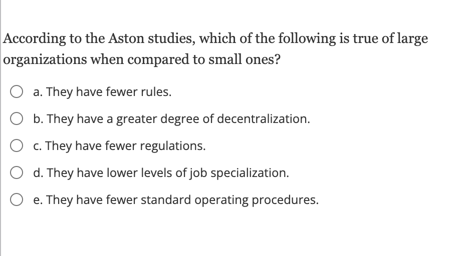 According to the Aston studies, which of the