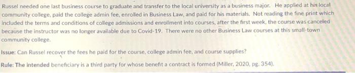 Russel needed one last business course to