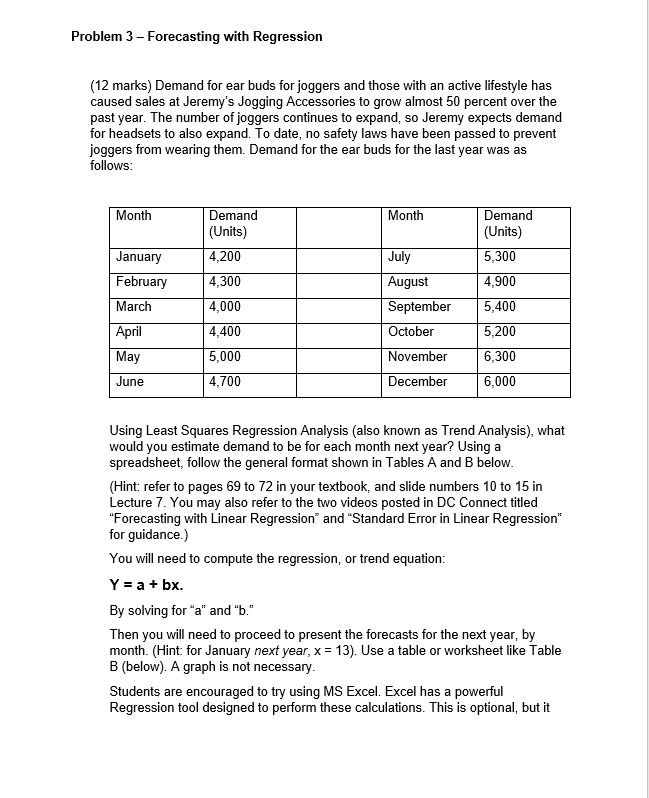 Problem 3 - Forecasting with Regression (12