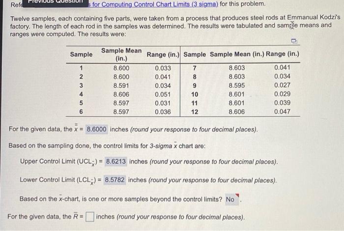 Refe for Computing Control Chart Limits.(3 sigma)