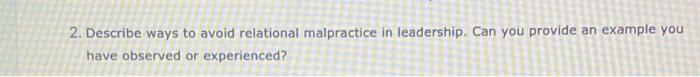 ASAP O 2. Describe ways to avoid relational
